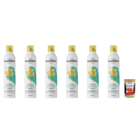 Mantova Zenzero Spray Extra Natives Olivenöl Gewürzspray x 6 Flaschen Italienisches Produkt 200 ml italienisch Original Pastasauce + kostenlos polpa 400 g