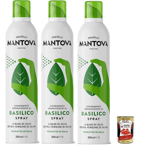 SPRAYLEGGERO Natives Olivenöl Extra Aromatisiert mit Basilikum - durch die Praktische Sprühflasche Können Sie bis zu 90% des Öls Einsparen 3x200 ml italienisch