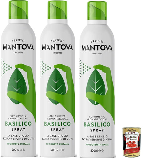 Italian Gourmet Oliven SPRAYLEGGERO Natives Olivenöl Extra Aromatisiert mit Basilikum 3x 200 ml - durch die Praktische Sprühflasche Können Sie bis zu 90% des Öls Einsparen + Italian Gourmet polpa 400g 8032804040014