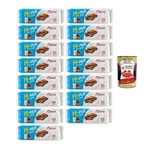 Italian Gourmet Party-Mix Balconi Mix Milk, Crema al latte e morbido pan di spagna al cioccolato Mix Milch, Milchcreme und weicher Schokoladen-Biskuitkuchen 15x350gr + Italian Gourmet polpa 400g 8001585001071