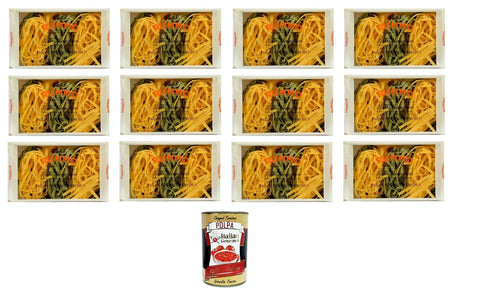 Italian Gourmet Pasta 12x RUMMO PASTA ALL'UOVO PAGLIA E FIENO EGG PASTA STROH UND HEU N° 105 250 GR + Italian Gourmet Polpa 400 g 8008343221054