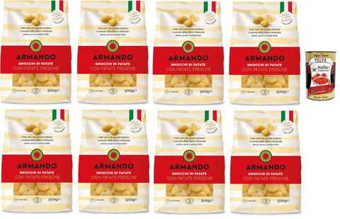Italian Gourmet Pasta Armando, Gnocchi di Patate, Gnocchi mit frischen italienischen Kartoffeln und Durumweizen -Grieß 100% italienischer Kette - 8x 500 g + Italian Gourmet polpa 400g 8032804040014