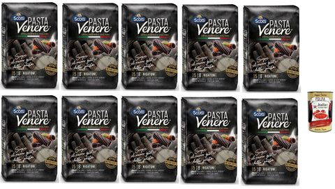 Italian Gourmet Pasta Riso Scotti, Pasta Venere Rigatoni Integrale di Riso Venere, Reispaste, Vollkorn, Faserquelle, Phosphor und Proteine, ideal für eine ausgewogene Ernährung, 10x 400 g + Italian Gourmet polpa 400g 8032804040014