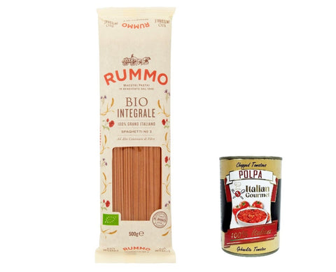 Italian Gourmet Pasta & Saucen 10x Rummo Pasta Integrale Spaghetti N. 3, Vollkornnudeln Nudeln Vollkorn Italienische Pasta 500g + Italian Gourmet polpa 400g