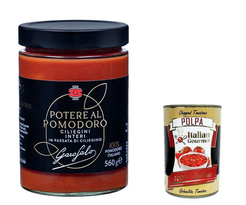 Italian Gourmet Pasta & Saucen 6x Ciliegini interi in passata di pomodoro ciliegino, Kirschtomaten tomaten 100% italienisch 560g + Italian Gourmet polpa 400g 8000139938252