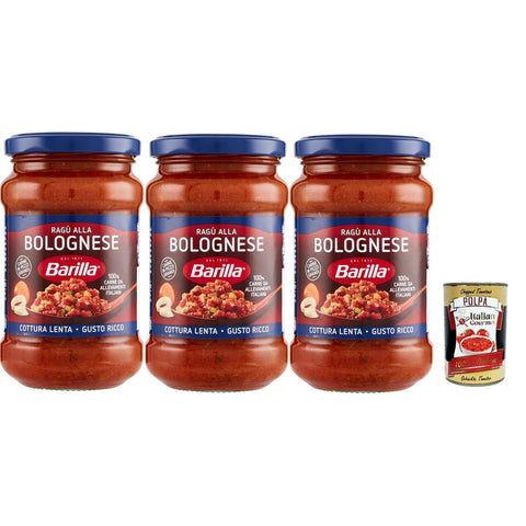 Sugo Ragù alla Bolognese salsa Fertige italienische Tomatensauce und ausgewähltes glutenfreies Fleisch 3x400 g italienisch Original + kostenlos polpa 400 g