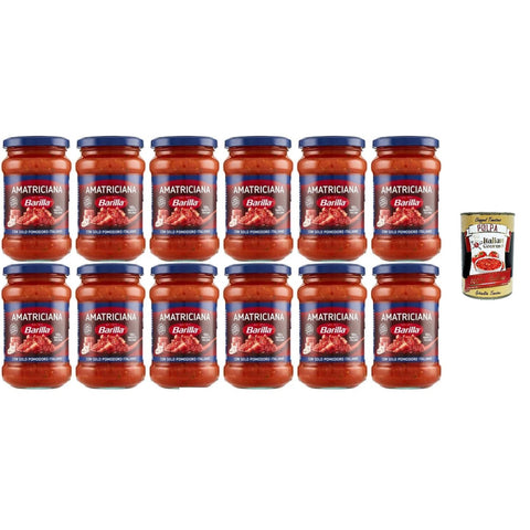 Barilla Amatriciana Tomatensauce mit Pancetta und Peperoncino,, 100% talienische Pastasauce 12x400g Original italienisch