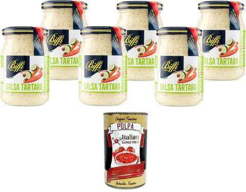 Italian Gourmet Pastasaucen Biffi - Salsa Tartara - Multipack - Tartarsauce - Multipack - 6 Gläser à 180 g + Italian Gourmet polpa 400g 8032804040014