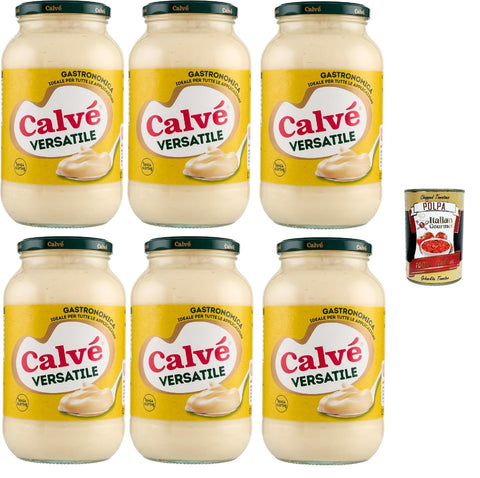 Italian Gourmet Pastasaucen Calvé Maionese Versatile, Mayonnaise mit feinem Geschmack, ideal zum Füllen von Sandwiches und Tramezzini, 6x 825ml + Italian Gourme polpa 400g 8032804040014