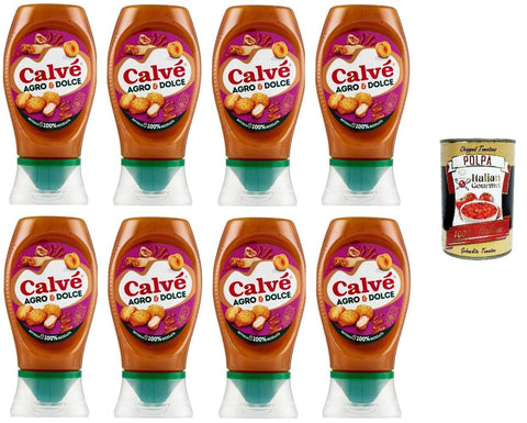 Italian Gourmet Pastasaucen Calvè Salsa Agro & Dolce Süß-saure Sauce. Glutenfrei 8x250ml + Italian Gourmet polpa 400g 8032804040014