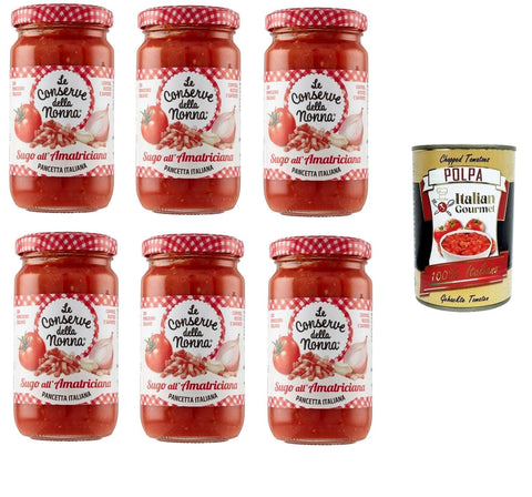 Italian Gourmet Pastasaucen Le Conserve della Nonna- Sugo all'Amatriciana-Sauce 6x 190gr + Italian Gourmet polpa 400g 8005360001089