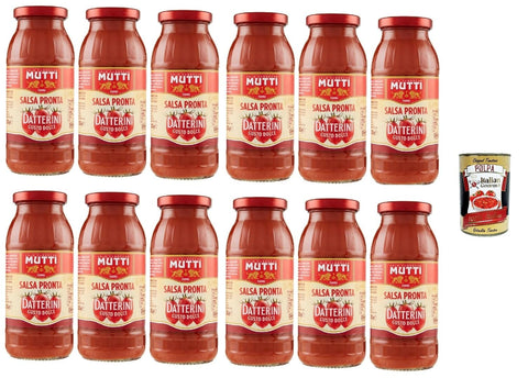 Italian Gourmet Pastasaucen Mutti Datterini Salsa Pronta, Italienische Tomatensauce, 12 x 300g Packung + Italian Gourmet polpa 400g