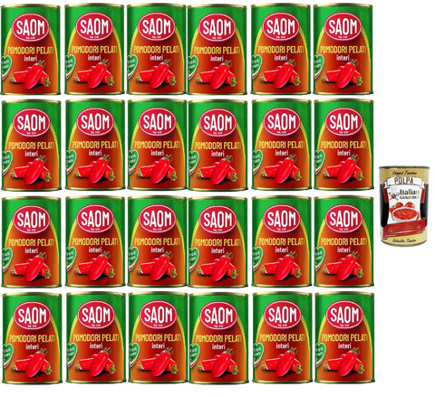 Italian Gourmet Pastasaucen Saom, Pomodori Pelati bestern geschälte Tomaten sauce aus Italien dose, tin italian peeled tomatoes 24x 400g + Italian Gourmet polpa 400g 8032804040014
