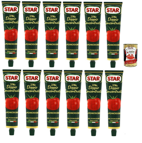 Italian Gourmet Pastasaucen Star Doppio Concentrato di Pomodoro, Doppeltes Tomatenkonzentrat, 100% Italienische Tomate, 12x 135g Tube + Italian Gourmet Polpa di Pomodoro 400g Dose 8032804040014