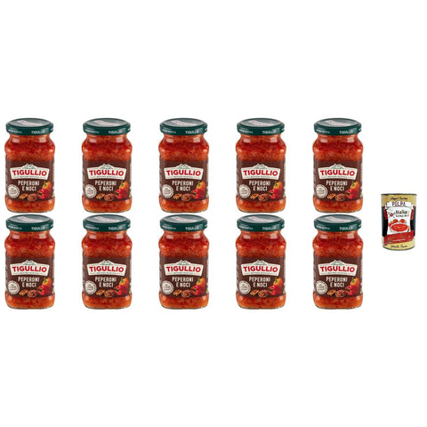 Tigullio Granpesto Peperoni e Noci, rote Paprika und Walnusssauce, 190 g, 10 Stück, glutenfrei italienisch Original