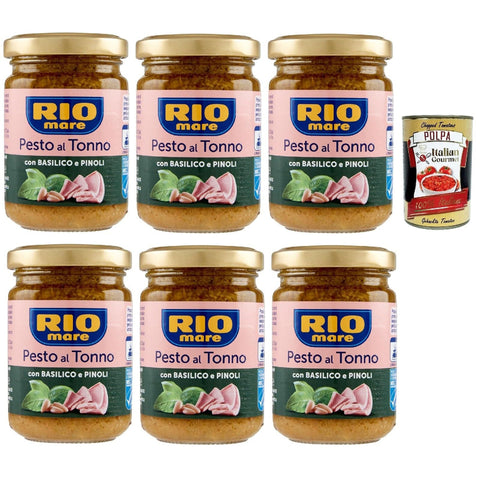 Rio Mare Pesto al Tonno con Basilico e Pinoli, Thunfischpesto mit Basilikum und Pinienkernen pasta sauce 6x 130 g italienisch Original