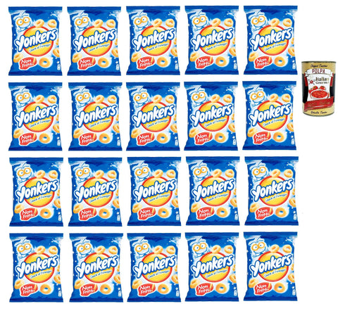 Italian Gourmet Pasten & Kochsaucen Yonkers Snack al Formaggio, Knusprige Maisringe mit Käsegeschmack, Nicht Frittierte Käse Snacks, 20x 100g Beutel + Italian Gourmet polpa 400g 8032804040014