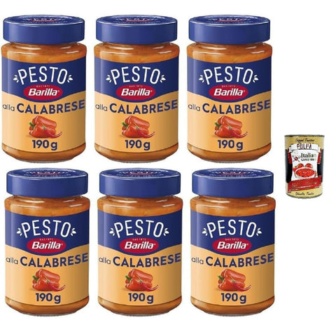 Barilla Pesto alla Calabrese, Italienische Pasta Sauce mit Paprika, Ricotta und Pecorino Romano, Glutenfrei, 190 g, 6er Pack italienisch Original
