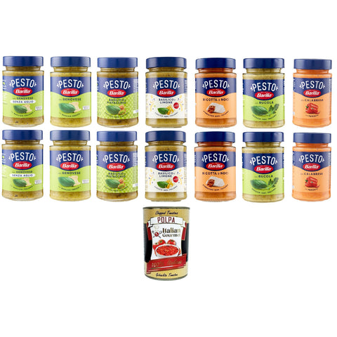Barilla Testpacket Pesto Condimento e Sugo per Pasta Testpaket Pesto Gewürz und Pastasauce 14x190 gr italienisch Original