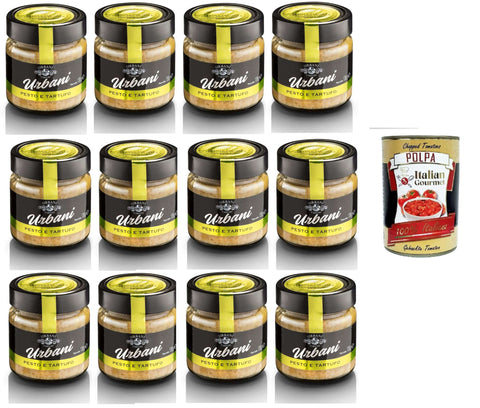 Italian Gourmet Pesto Urbani Sugo Pronto Pesto e Tartufi Fertige Pesto- und Trüffelsauce 12x130gr + Italian Gourmet polpa 400g 8032804040014