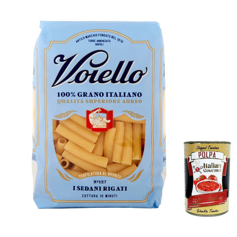Voiello Pasta Sedani Rigati Nudeln 100 % italienische N 127 500 g 5x italienisch Original + kostenlos Polpa 400 g