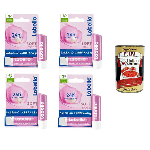 Soft Rosé getönter und feuchtigkeitsspendender Lippenbalsam mit Rosenextrakt, 4x4,8 g Pflegestifte & Lippenbalsam italienisch Original