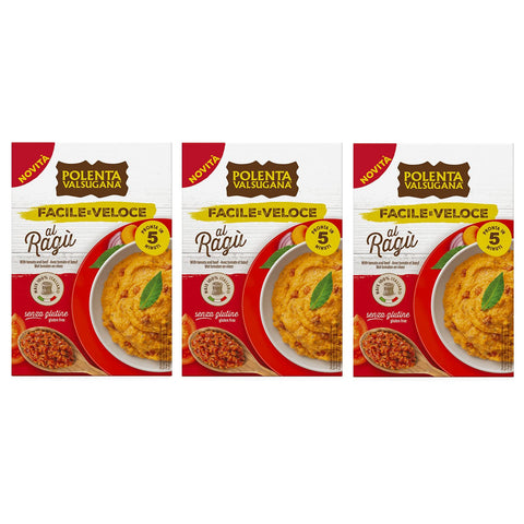 Polenta Valsugana Facile e Veloce al Ragù Zubereitet für Polenta mit Tomatensauce und Fleisch Glutenfrei in 5 Minuten 3x 80g italienisch Original