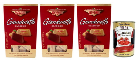 Italian Gourmet Praline 3x Novi Gianduiotto Classico,Pralinen aus Milchschokolade und Gianduia-Haselnuss,250g + Italian Gourmet Polpa di Pomodoro 400g Dose 8006380233382