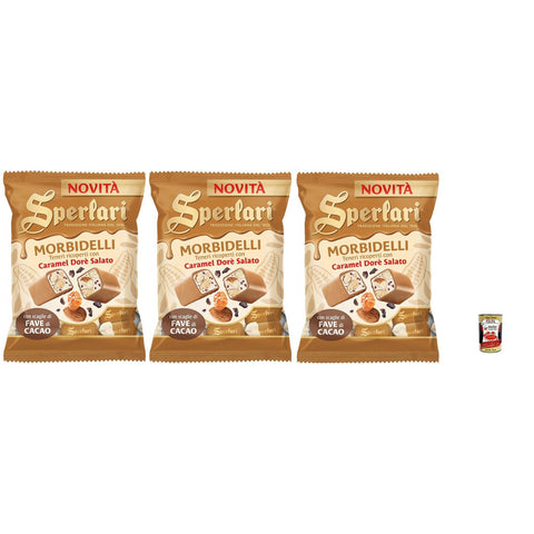 Sperlari Morbidelli Caramel Dorè Weiche Morbidelli-Nougats mit gesalzenem Karamell-Dorè-Überzug 117 g 3x italienisch Original Pastasauce + kostenlos polpa 400 g