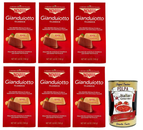 Italian Gourmet Praline 6x Novi Gianduiotto Classico,Pralinen aus Milchschokolade und Gianduia-Haselnuss,160g Beutel + Italian Gourmet Polpa di Pomodoro 400g Dose 8006380233061