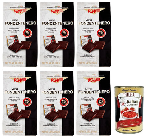 Italian Gourmet Praline 6x Novi Mini Fondentenero,Intensive Extra Dunkle Schokolade,72% Kakao,160g Beutel + Italian Gourmet Polpa di Pomodoro 400g Dose 8006380230039