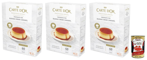 Italian Gourmet Pudding- & Dessertpulver 3x Carte d’Or Professional Preparato per Budino Creme Caramel,Pulvermischung für Creme-Karamell-Pudding,Glutenfrei 800g + Italian Gourmet Polpa di Pomodoro 400g Dose 8032804040014