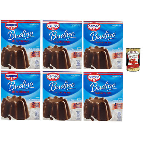 Cameo Cremige Pudding Mix mit Schokoladengeschmack, einfach zuzubereitendes Dessert, Die Packung enthält 2 Beutel mit je 4 Portionen für insgesamt 8 Portionen, 6x 180 g italienisch Original