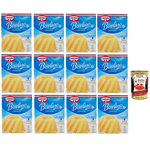 Cameo Cremige Pudding Mix mit Vanilla geschmack, einfach zuzubereitendes Dessert, Die Packung enthält 2 Beutel mit je 4 Portionen für insgesamt 8 Portionen, 12x 130 g italienisch Original