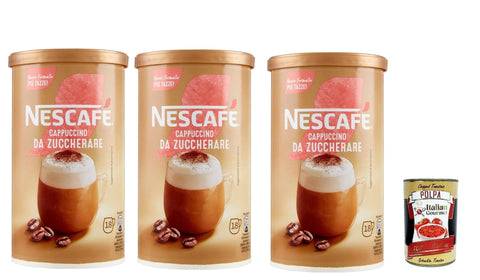 Nescafe cappuccino solubile da zuccherare barattolo, Cappuccino löslich zu süßen, 3x 225 g Pudding- & Dessertpulver italienisch Original