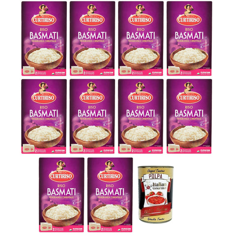 Curtiriso Riso Basmati Orientalischer Duft Ideal für Gerichte mit Fleisch Fisch und Gemüse Kochzeit 10 Minuten Packung mit 1 Kg 10x italienisch Original Reis +