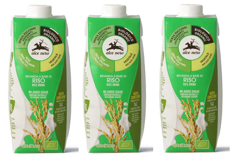 Italian Gourmet Reis 3x Alce Nero Bevanda Biologica Vegetale a Base di Riso Bio-Gemüse Getränk auf Reisbasis 500ml Erfrischendes Alkoholfreies Getränk 8009004908918