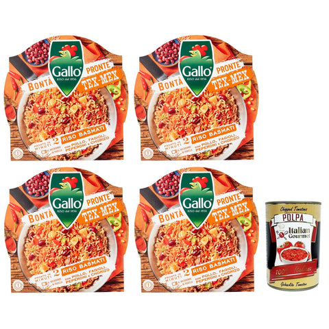Gallo Bontà Pronte Tex Mex Riso Basmati,Vorgekochte Zubereitung auf Basis von braunem Basmatireis, Paprika, Bohnen, Hühnchen und Chorizo,220 g italienisch Original