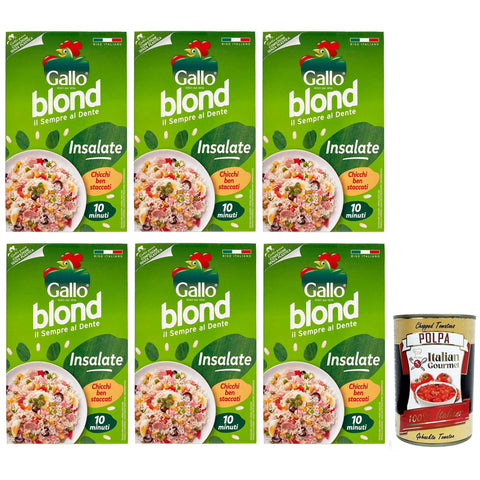 Gallo Riso Blond Insalate 100% Italienischer Reis Kochzeit 10 Minuten Ideal für Salate Packung mit 1 Kg 6x italienisch Original + kostenlos Polpa di Pomodoro 400 g