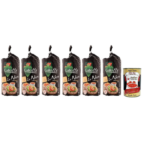 Riso Gallo Gallotte Le Nere Vollkornkuchen aus Schwarzem Reis und Mais Packung mit 100 g 6x italienisch Original + kostenlos Polpa di Pomodoro 400 g Dose