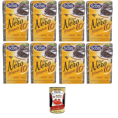 Riso Scotti - Gran Nero Integrale 10' Schwarzbrauner Reis - 8x500 g italienisch Original + kostenlos polpa 400 g