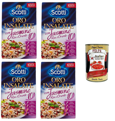 Italian Gourmet Reis Riso Scotti Oro Insalate Con Jasmine, Risi D'Oriente Reissalate mit Jasmin, Risi D'Oriente 4x800gr + Italian Gourmet polpa 400g 8032804040014