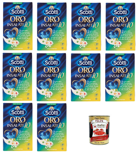 Italian Gourmet Reis Riso Scotti - Riso Oro Insalate 10' Gold Rice Salads 10' - Parboiled Reis für Salate - 10x1 kg+ Italian Gourmet polpa 400g 8032804040014