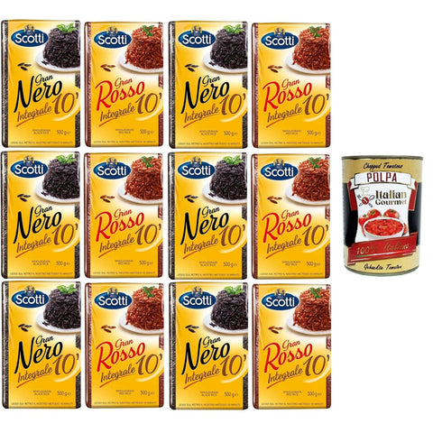 Riso Scotti TestpaketGran Rosso Integrale 10' Gran Nero Integrale 10' Rotbrauner Reis,Schwarzbrauner Reis 12x 500 gr italienisch Original