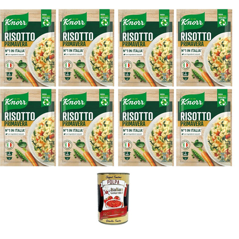 Knorr Risotto Primavera, Fertigrisotto mit natürlichen Zutaten, 100% italienischem Reis und Al Dente Chicci, zubereitet im Topf oder in der Mikrowelle, 8x175 g