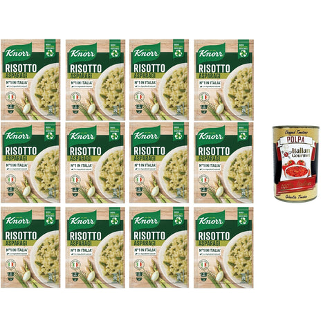 Knorr Spargelrisotto, Fertigrisotto mit natürlichen Zutaten, 100% italienischem Reis und al dente Chicci, zubereitet in der Pfanne oder in der Mikrowelle,12x175 gr italienisch Original