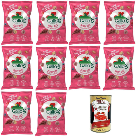 Riso Gallo Gallo's Berry Rice con Riso Rosso al gusto di Frutti di bosco Gallo Rice Gallos Beerenreis mit rotem Reis, aromatisiert mit Beeren 12x30 gr italienisch Original