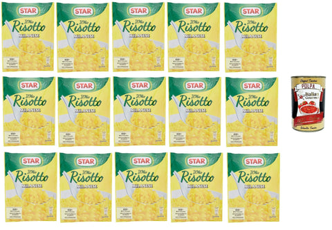Italian Gourmet Reisgerichte Star Il Mio Risotto Milanese - Cremiges Reis mit Safran 100% italienisch Fertiggerichte 15x 175g + Italian Gourmet polpa 400g