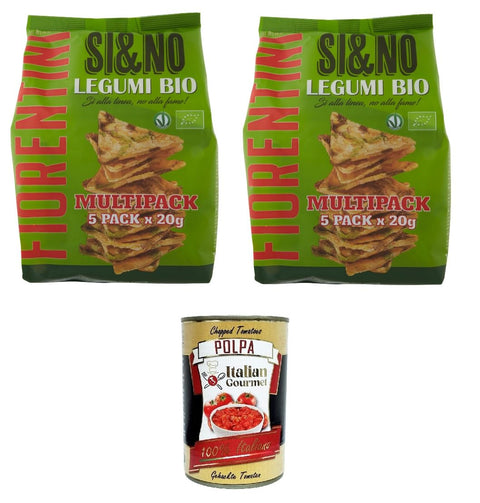 Italian Gourmet Reiswaffeln Fiorentini Si & No Mini gallette di mais con legumi Mini-Maiskekse mit Hülsenfrüchten 2x 100gr + Italian Gourmet polpa 400g 8032804040014