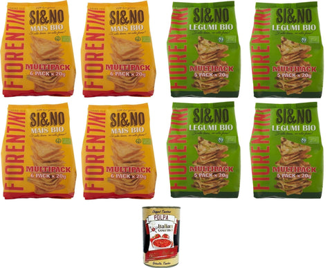 Italian Gourmet Reiswaffeln Fiorentini SI & No Multipack testpaket 4x Maiskekse mit Hülsenfrüchten 100gr 4x Mini-Maiskuchen 120gr + Italian Gourmet polpa 400g 8032804040014